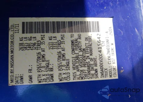 2012 Nissan Frontier Sv z USA, uszkodzony, nr VIN 1N6AD0EV2CC415642